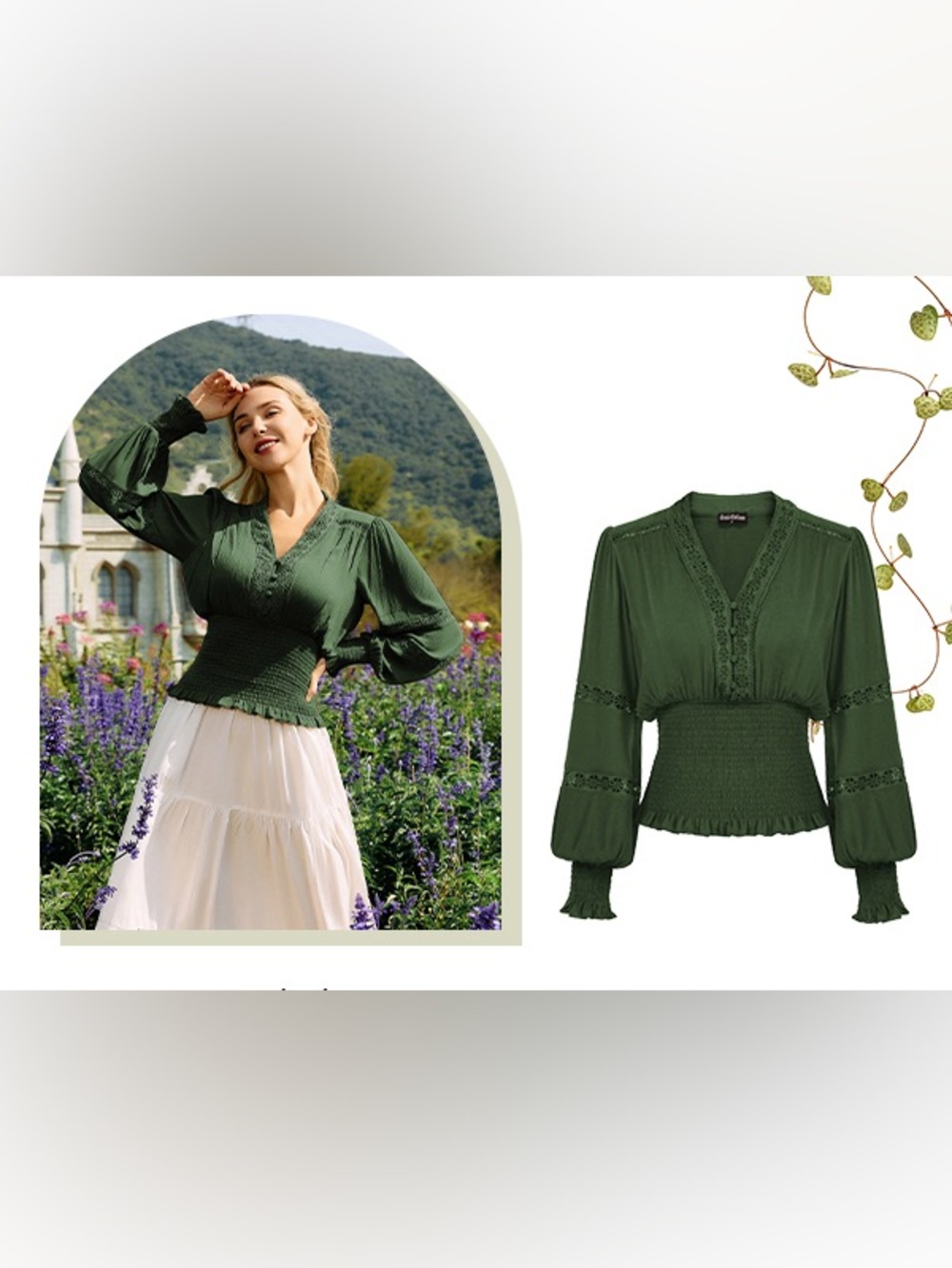 Olive green Scarlet Darkness peasant top